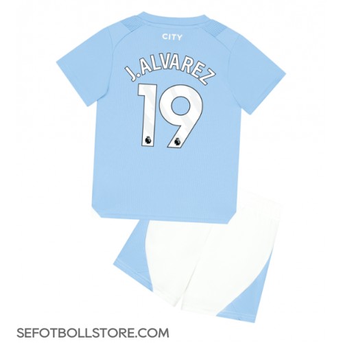 Manchester City Julian Alvarez #19 Replika babykläder Hemmaställ Barn 2023-24 Kortärmad (+ korta byxor)
